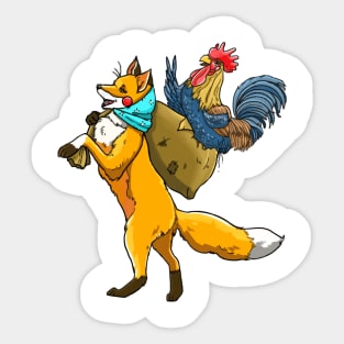 The fox and rooster Sticker
